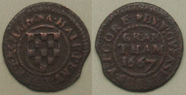 Grantham, borough issue 1667 halfpenny N2940 Grantham, borough issue 1667 halfpenny N2940